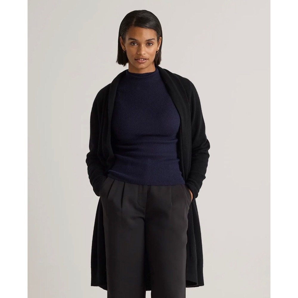 Quince 100% Mongolian Cashmere Duster Cardigan Sweater Black XL LB23012-MSQCH005